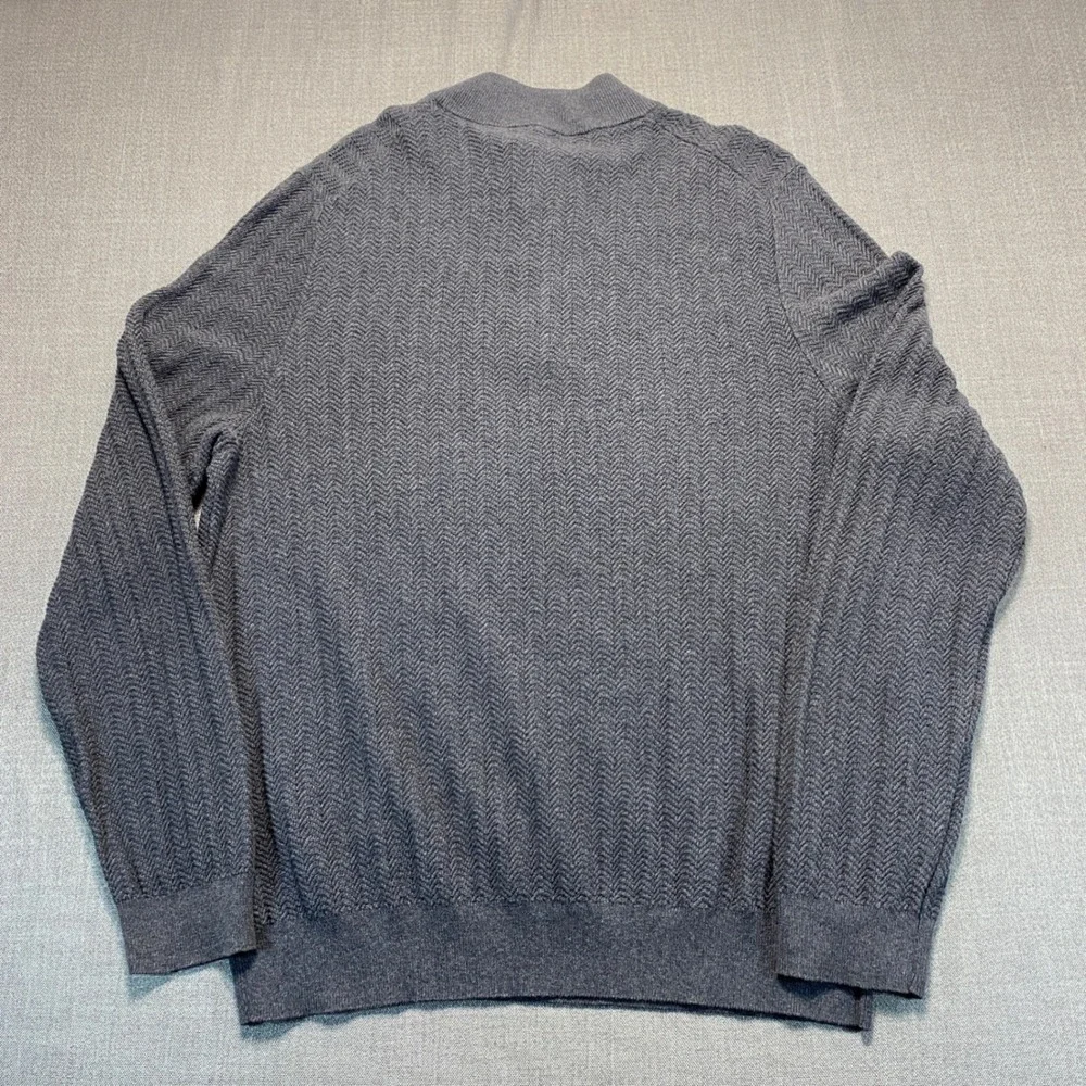 Jos. A. Bank Reserve Mens XL Gray Cotton Silk Herringbone Henley Sweater